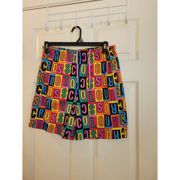 Cross Colours Vintage Block Letter Shorts Y2K Size Medium Drawstring - Picture 1 of 5